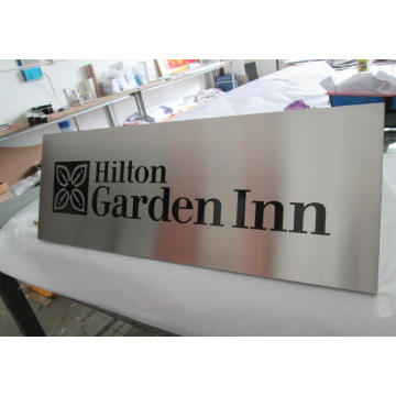 Customized Hotel Inn Decoration Brushed Steel Wall Identity Plaque